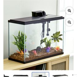 Aqua Glass 29 Gallon Aquarium Starter Kit, Black, 30.2''L x 12.44''W x 21.18''H