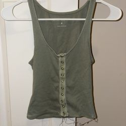 Olive Green Button Up Tank Top 