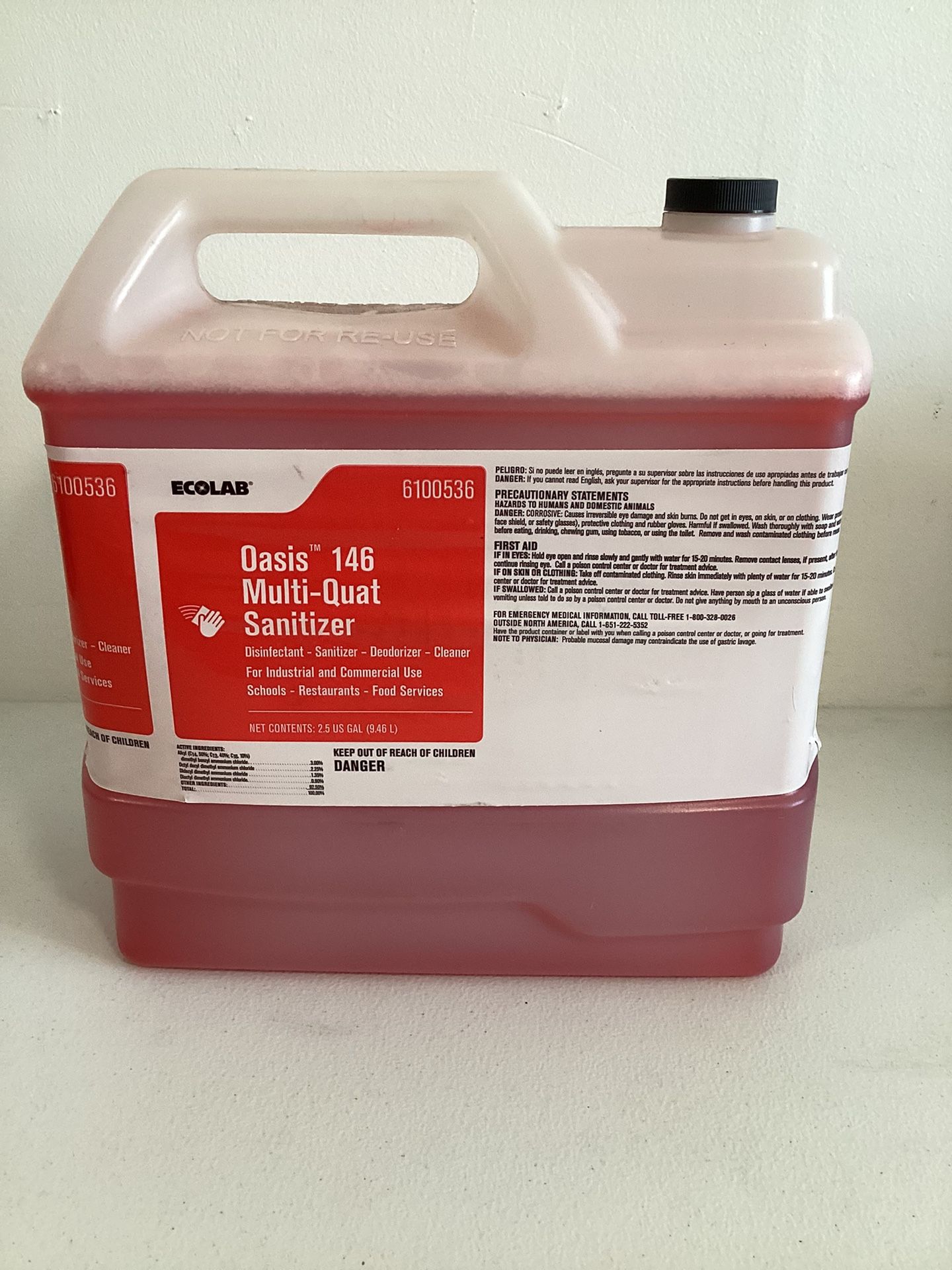 EcoLab Oasis 146 MultiQuat Sanitizer For Industrial Use Schools