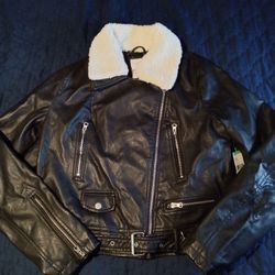 black leather jacket