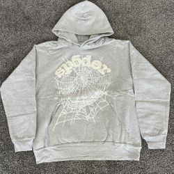 Sp5der OG Web Heather Grey Hoodie | Size Large