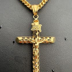 Jewelry 10k Solid Yellow Gold Cross Jesus Religious Cross Pendant charm