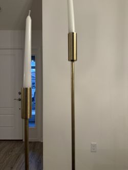 2-Modern Brushed Gold Candle Sticks