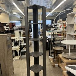 5 Tier Corner Bookcase Wooden Display Shelf Square Storage - Distressed Grey