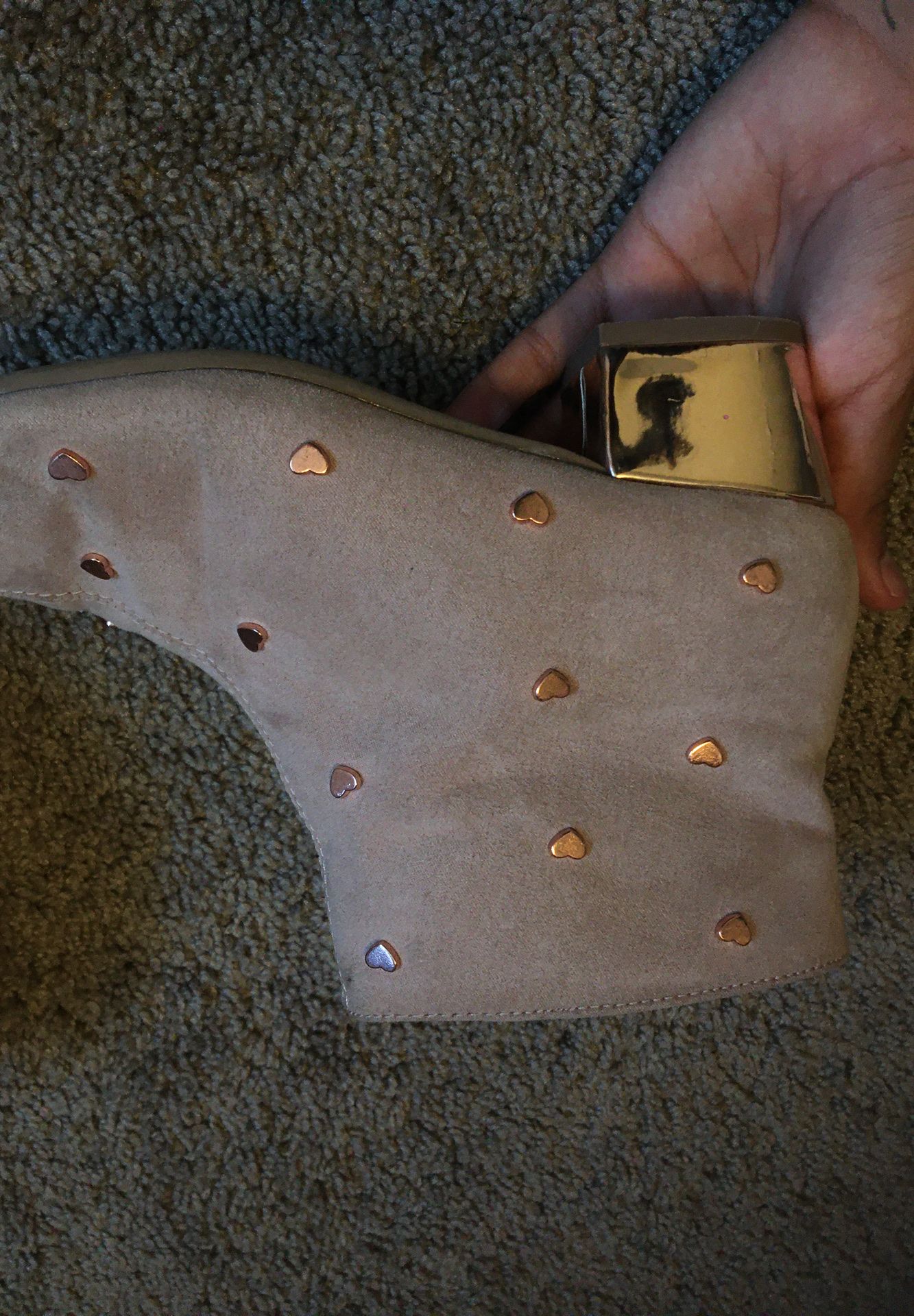 Children place girl shoes