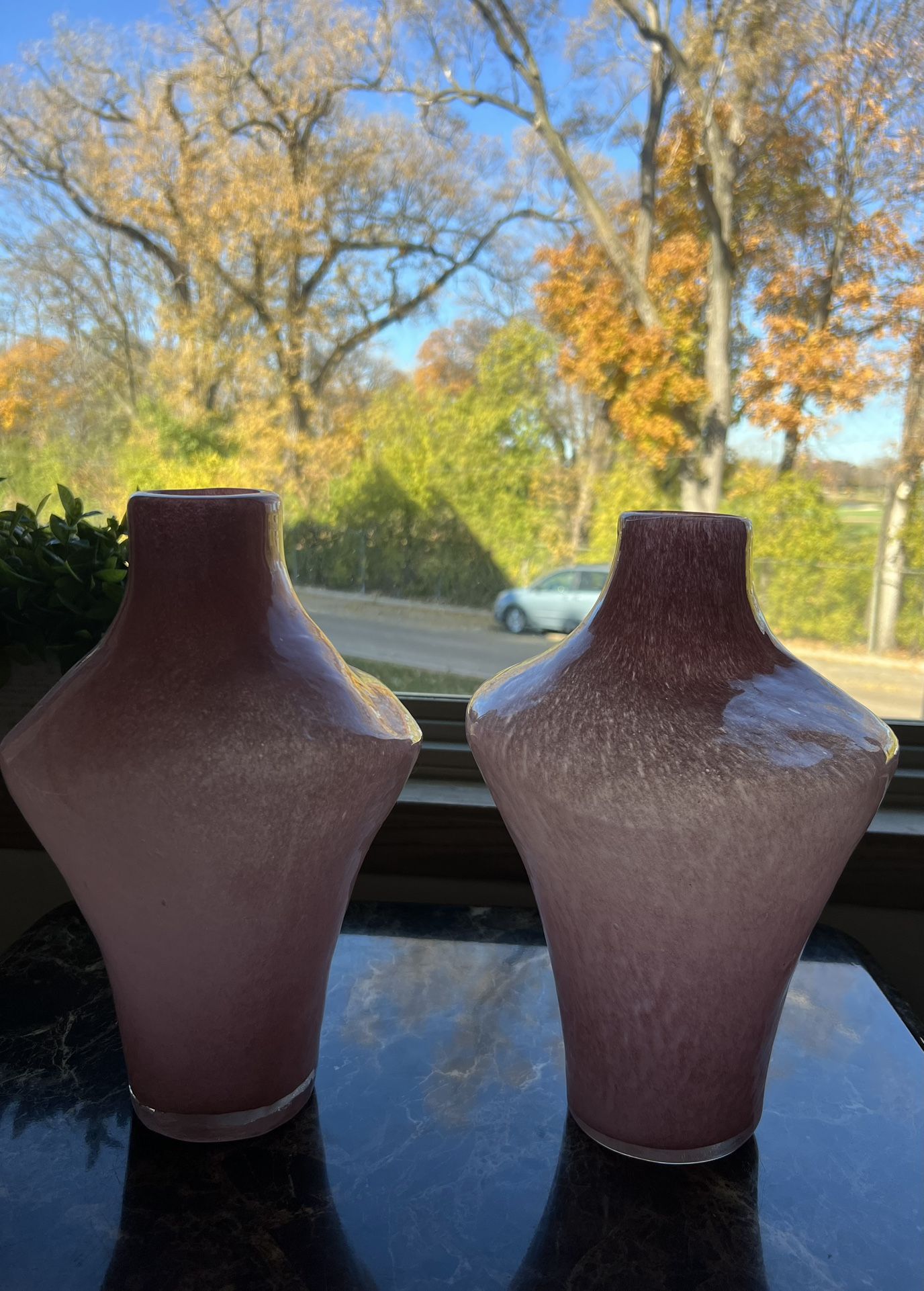 Anthropologie Smashed Glass Pink Vase for 2 pieces $65