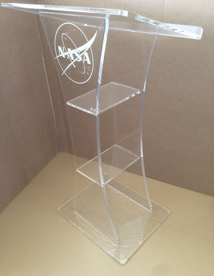 Acrylic Podium A Model Black Stainless Steel Post With Acrylic Top Podium Modern podium Podium Black Stainless Steel Curved Post with Acrylic Top Pul