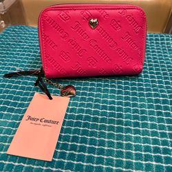 NEW! pink Juicy Couture wallet - embossed logo pattern & heart-shaped charm