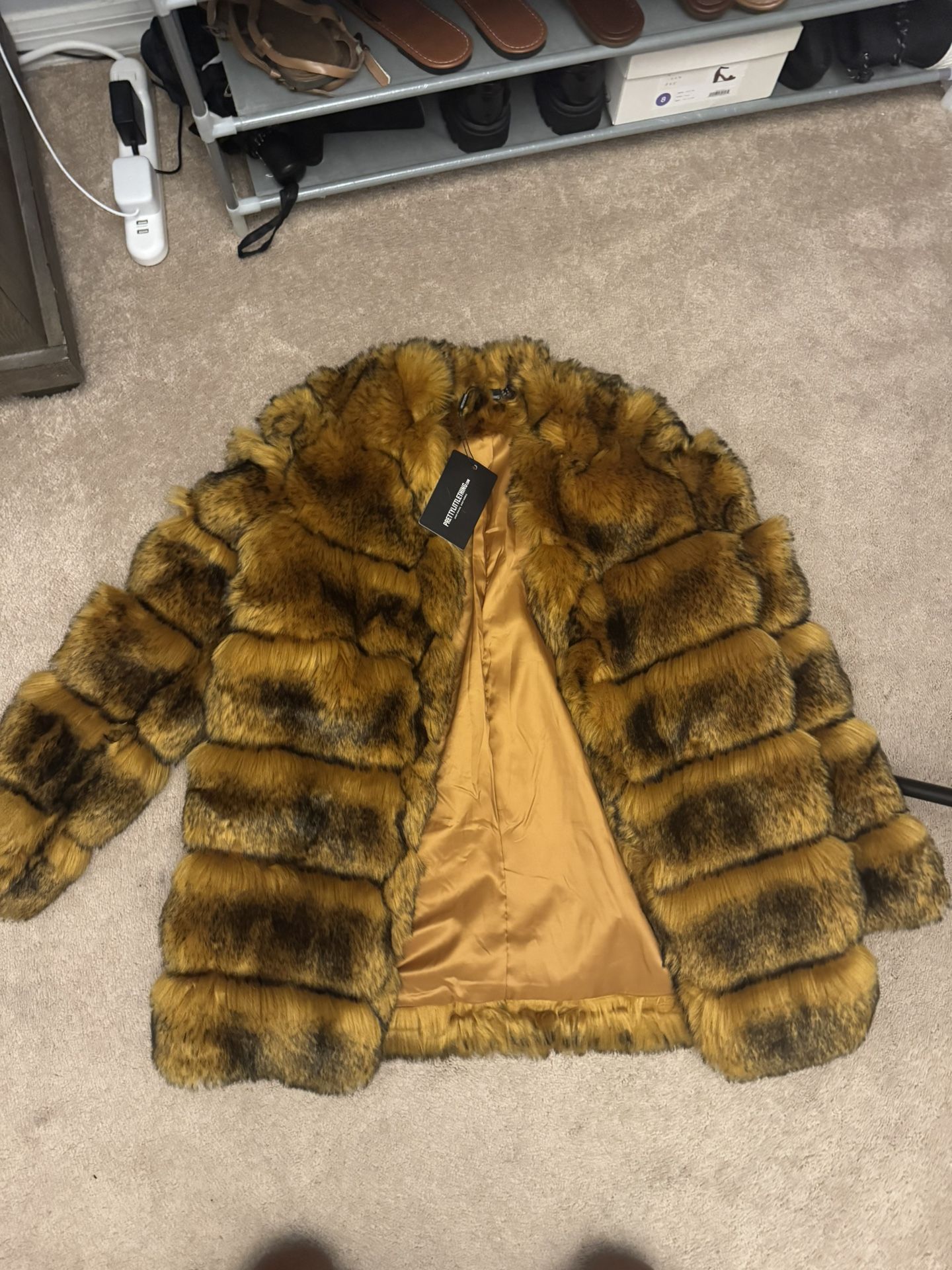 Pretty little things faux fur bubble coat