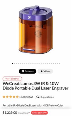 WeCreat Lumos Dual Laser Engraver 3W IR & 10W & AirGuard