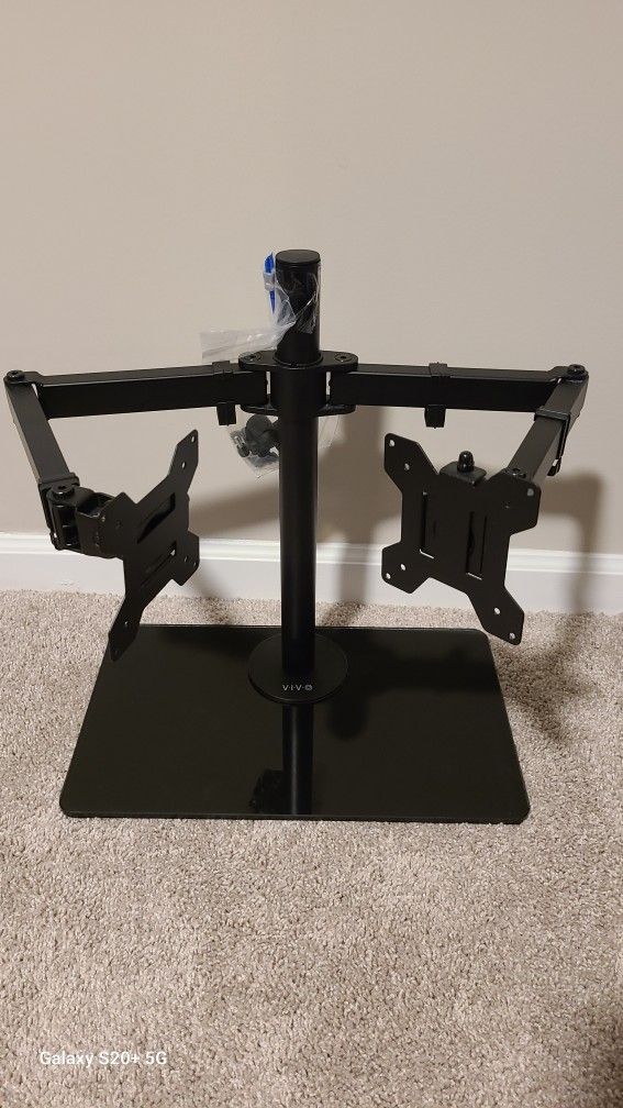 Dual Monitor Stand w/ Weighted Glass Base
