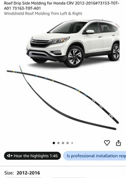 Roof Drip side molding for Honda CRV 2012-2016