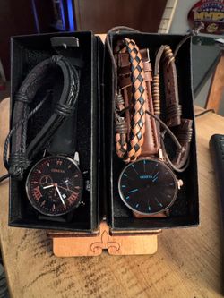 2- New Geneva Adult Unisex Stainless Steel Analog Watch Sets