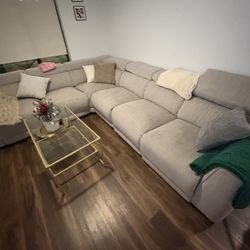Sectional Recliner Sofa With Throw Pillows Included 