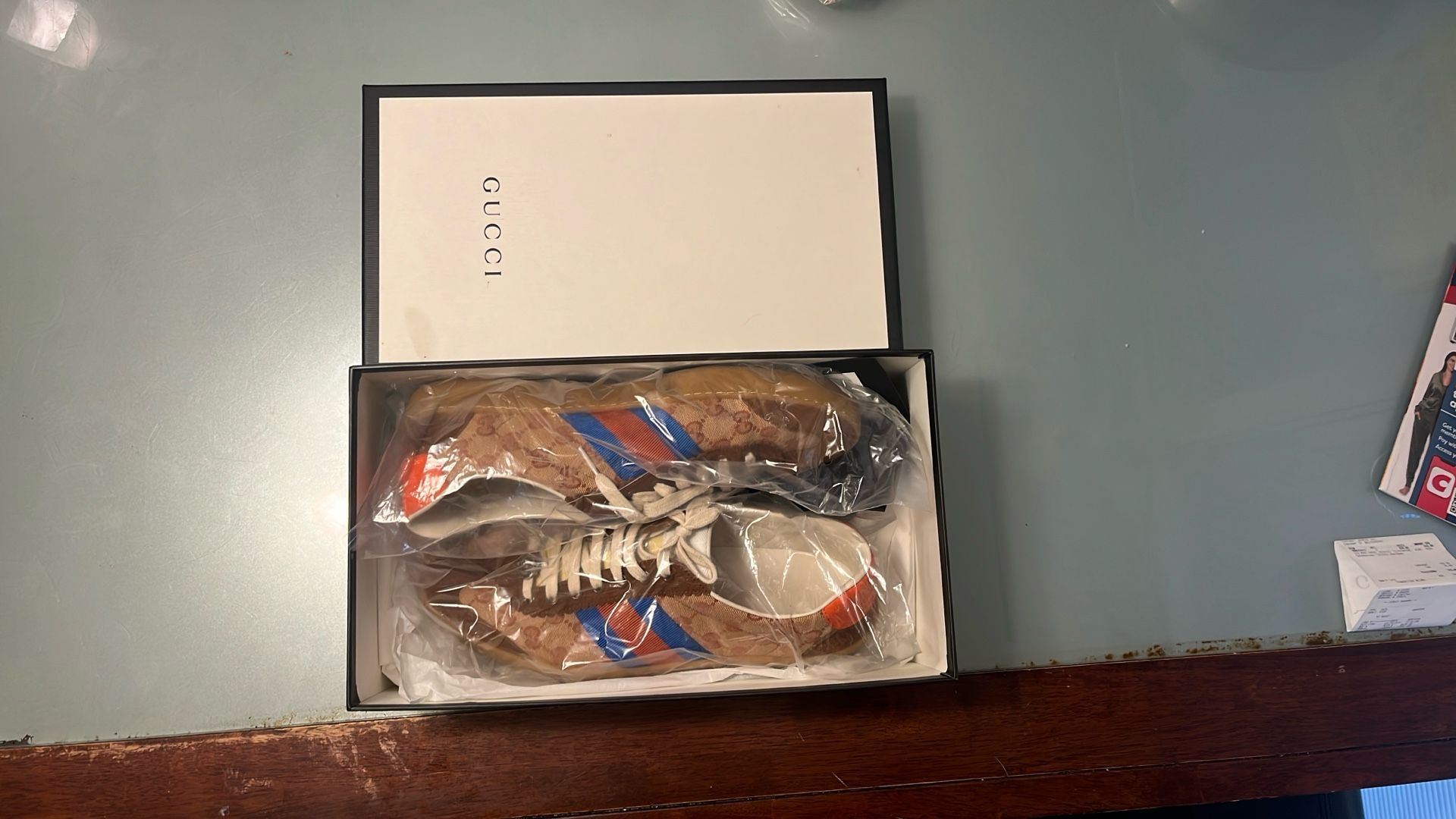 Gucci g74 Web Lie Brick Red Beige