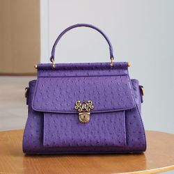 Women's Handbag with Convertible Chain Strap - Large Capacity Crossbody/Shoulder Bag, Golden-Tone Hardware & Golden Clasp Closure, Vintage Purple-Blac