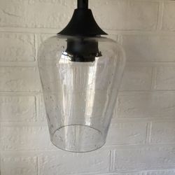 Black Farmhouse Hanging Light With Glass Shade