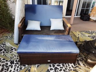 Adjustable outdoor daybed.