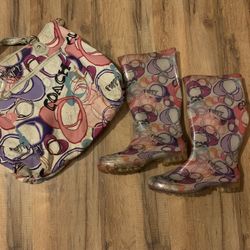 Coach Poppy Handbag And Rain Boots