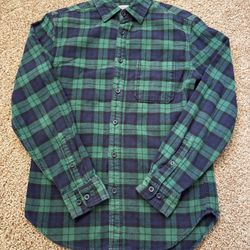 Merona Flannel Green Navy Plaid Mens Size Small