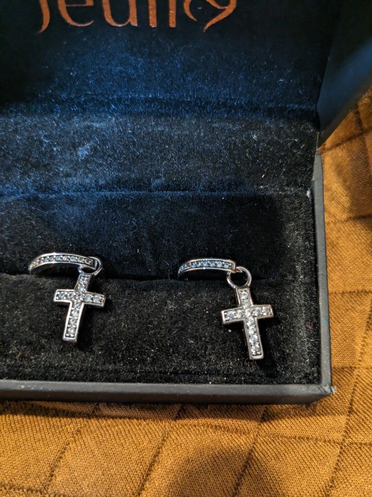 Diamond Cross Earrings 