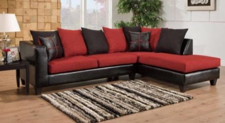 Red & Black Sectional with Chaise Attached More couch and loveseat savings available!