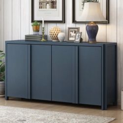 60” Retro Blue Sideboard / Storage Cabinet w/ 4 Doors / Adjustable Shelves [NEW IN BOX] **Retails for $460