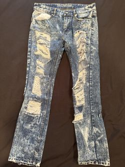 Trill Nation Distressed Acid-Wash Jeans 