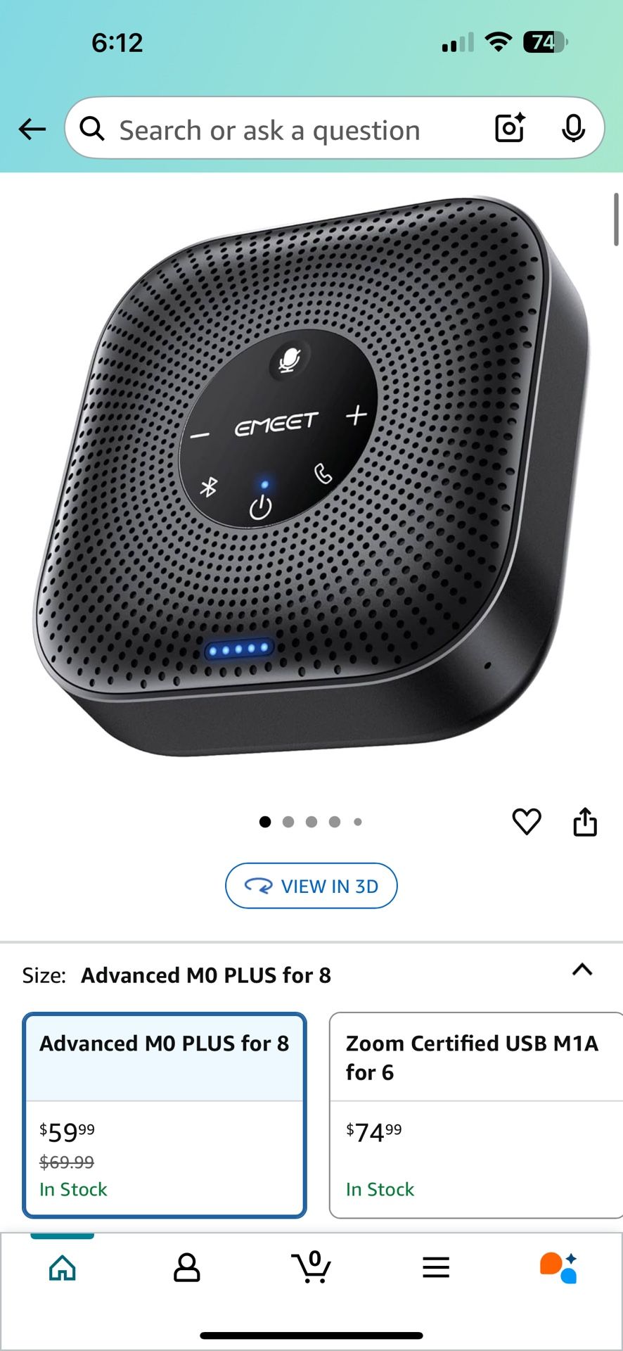 EMEET Conference Speakerphone M0 Plus, 4 AI Mics 360° Voice Pickup, Noise Reduction, USB C Speaker, Bluetooth Conference Speaker for 8 People w/Daisy