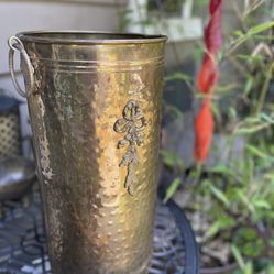  Vintage Hammered Brass Umbrella Stand 