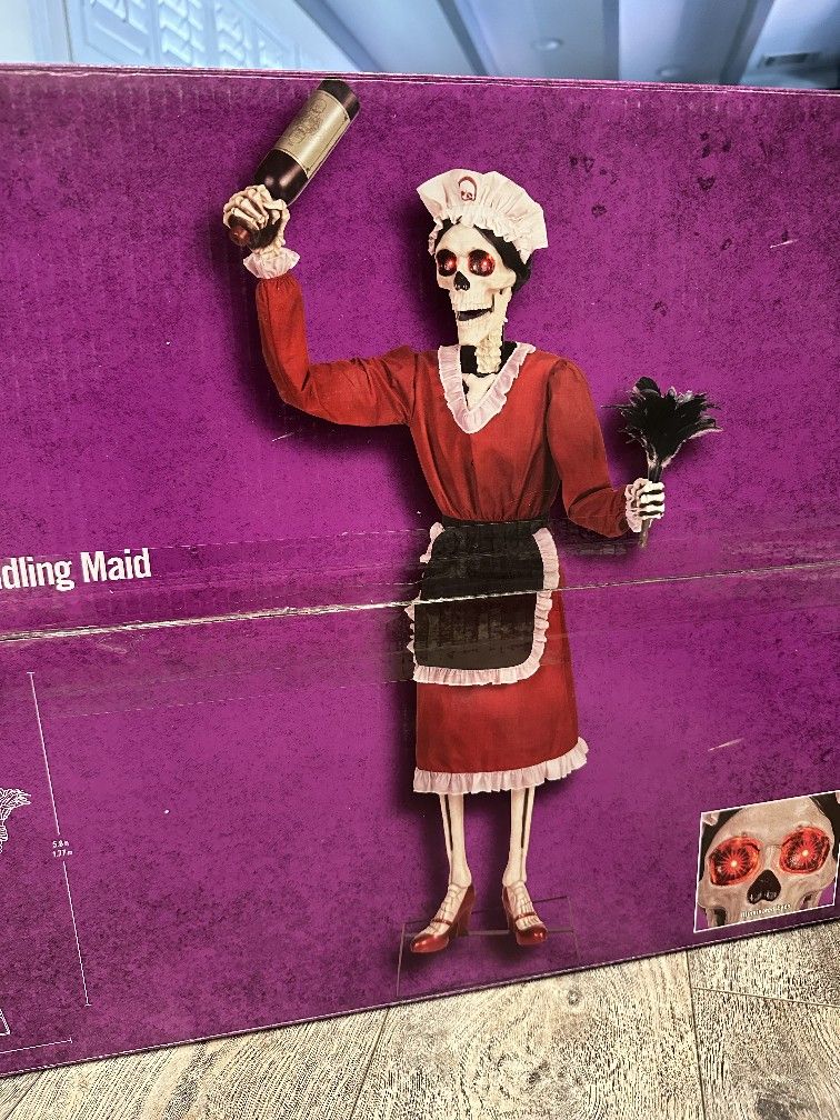 5.5 Foot Tall Animated LED Marie The Meddling Maid - Halloween Animatronic - NEW IN BOX