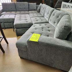 Huge Gray Sleeper Sectional Or Sofa Bed 