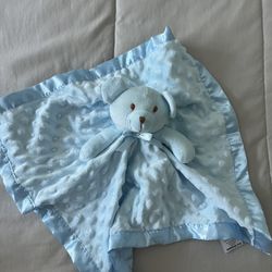 Baby lovey security blanket (blue teddy) – new