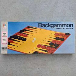Vintage 1973 Milton Bradley backgammon and acey-deucy double board game in original box