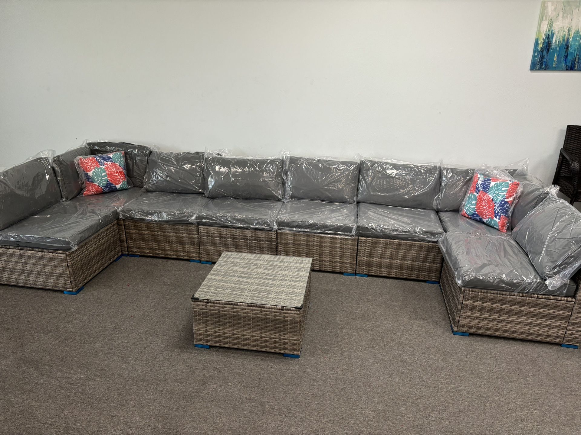No Assemble Require!!! New 9 Pcs Wicker Patio Furniture Sectional Sofa Set 