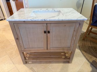 Bathroom Vanity  with Sink - Marble Top / Wooden Frame & Doors