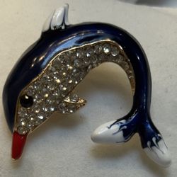 Vintage-style “BLUE DOLPHIN” Pin/Brooch -WEAR YOUR STORY