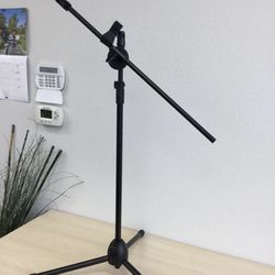 New, 2 Clips Adjustable Stage Microphone Tripod Boom Stand