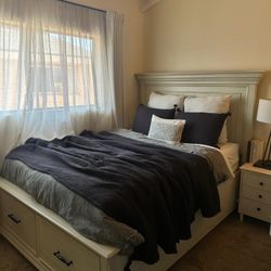 Queen Storage Wood Bed Frame And Mattress