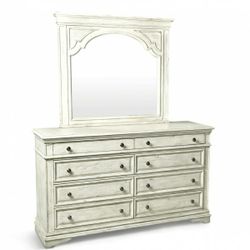 Antique White Dresser and Mirror