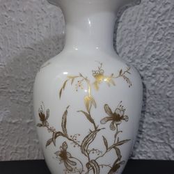 Vintage Reichenbach Floral Fine China Vase White/gold
