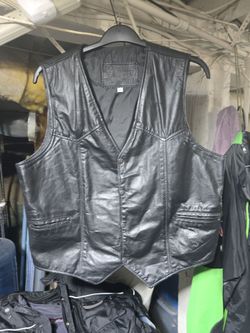 Camel leather riders vest XL