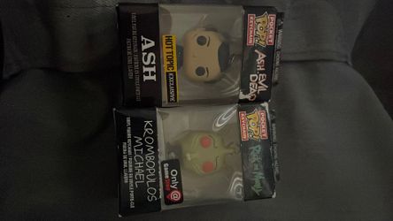 Mini funko pops ash vs evil dead and rick and Morty