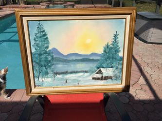 Beautiful painting with sunset