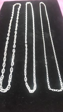 Three pieces of sterling silver chain