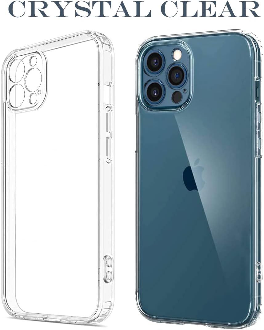 iPhone 12 Pro Case Clear Bumper Hybrid Protective Anti Yellowing Shockproof Non Slip Slim Fit (Crystal Clear)