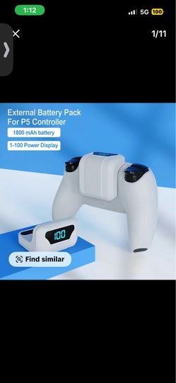 1800mAh Controller Rechargeable Battery for PS5, Game Controller Charger with Durable Back Clip Design, Essential Charging Accessory, Console Accessor