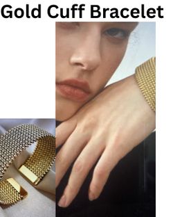 Gold Mesh Cuff Bracelet, NEW