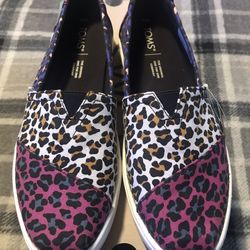 Womens Multi Colored Leopard Color Block Toms