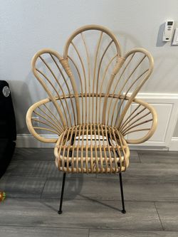 Rattan Fan Back Accent Chair - Bohemian Style